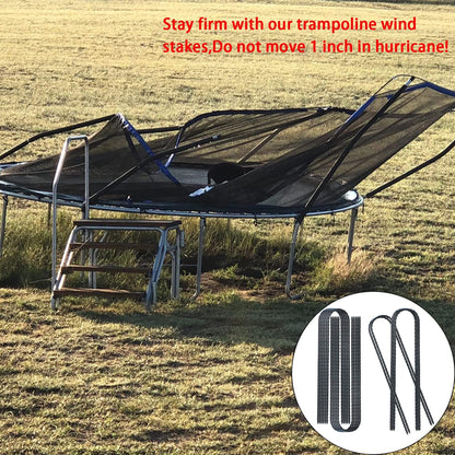 Trampolines Wind Stakes 24 Pack, 12 Inch Heavy Duty U Shaped Rebar Stake Ground Anchors Galvanized Steel Safety Trampoline Anchors for Garden Decoration, Camping Tents, Soccer Goals, etc