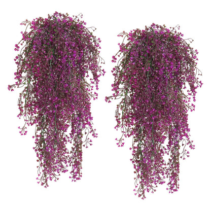 RECUTMS Artificial Hanging Plants Fake Hanging Vines Boston Fern Greenery Hanging Wall Plants for Home Room Garden Wedding Outside Decoration (Fuchsia 4P)
