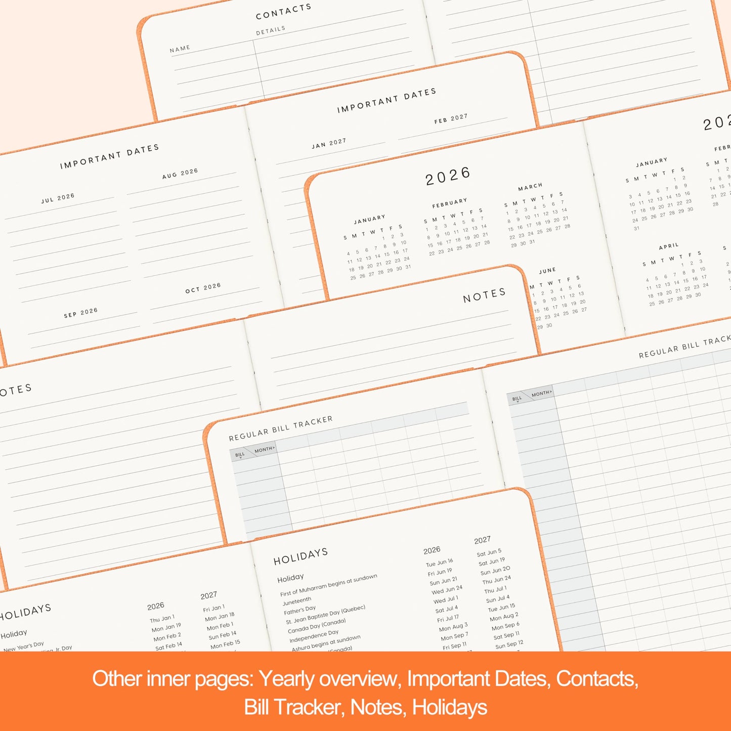 And Per Se Academic Planner 2026-2027 – Weekly & Monthly Planner, July 2026 to June 2027, A5 Leather Hardcover with Inner Pocket – Student & Teacher Organizer, 5.7" x 8"(Pumpkin Orange)