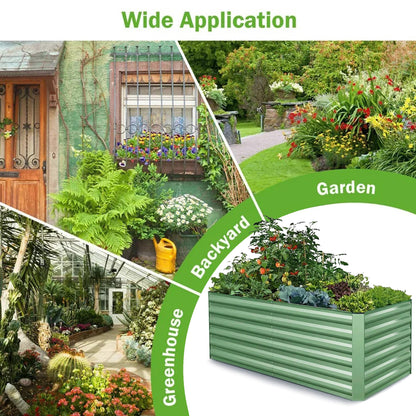 Homdox 6×3×2FT Galvanized Metal Raised Garden Bed Kit, Deep Root Elevated Planter Box w/Anti Cutting Strip & A Pair of Gloves, for Vegetables, Flowers, Herbs, Succulents, 265 Gallon Capacity, Green