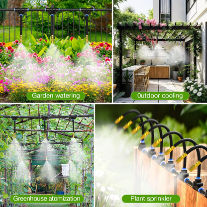 MIXC 200Ft 1/4" Drip Irrigation System,2026-Upgrade Garden Irrigation Kit with 32pcs Adjustable Copper Nozzles, Atomizing Watering System for Outdoor Plants,Raised Bed,Yard,Potted Plant,Lawn