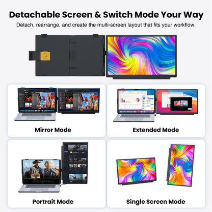 kasorey Laptop Screen Extender, 15.6" FHD 1080P Detachable Laptop Monitor Extender for 13-17.3" Laptop, Plug-Play Portable Laptop Extended Monitor, Slim 0.27'' Travel Monitor for Wins/Mac/Android/PS5