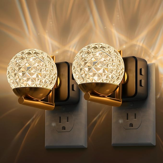 L LOHAS LED Night Lights Plug Into Wall 2 Pack,Dusk to Dawn Sensor,10-Color RGB Dimmable Night Light, 180°Rotating Plug in Night Light for Bathroom, Hallway, Bedroom, Stairway
