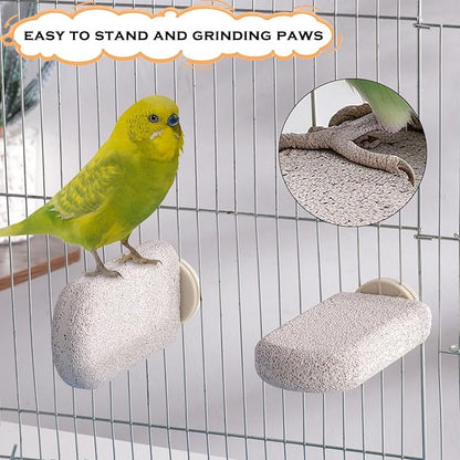 4pcs Bird Perch Stands Foot Claws Trimmer Beak Grinding Stone Parrot Climbing Chewing Toys Cage Accessories for Small Medium Birds Budgies Lovebird Conure (Large)