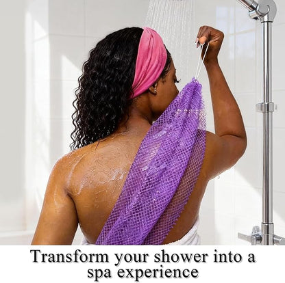 SubSahara Authentic African Net Sponge - 2 Pack Exfoliating Bath & Shower Loofah Sponge for Body & Face, Gentle Scrubber for All Skin Types, Travel, Durable (Blush Pink & Lavender Purple)