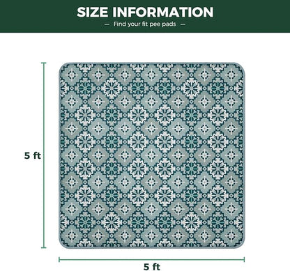 FXW Washable Pee Pads for Dogs, Puppy Pads with Super Absorbent, Specifically Designed for FXW Rollick/Homeplus 24inch 6 Panels Dog Playpen, 39" x 63" Rectangle, Tribal Blue, 1 Pack
