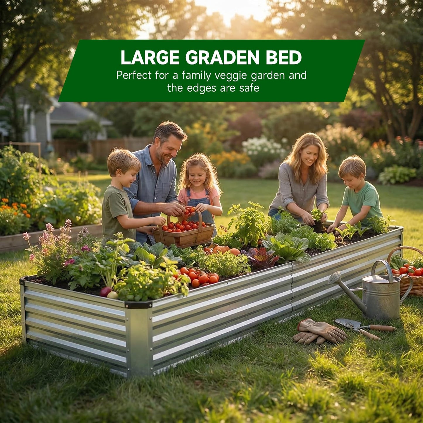 ONAIL Small Raised Garden Bed Kit, 8x4x1ft Galvanized Steel Metal Planter Box for Vegetables, Outdoor Sturdy Deep Root Gardening Frame with Easy Assembly, No Bottom, No Rot