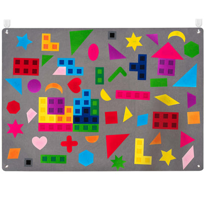 WATINC Shapes Teaching Felt Board Set - 64Pcs Large 3.5 Ft Montessori Preschool Learning Toy, Interactive Tangrams Storytelling Flannel Set for Toddlers, Early Learning Wall Hanging Kit for Classroom