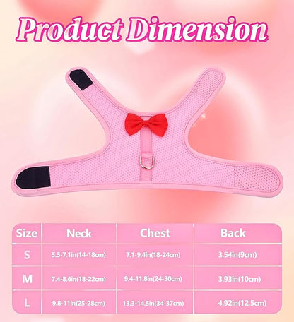 2 Pack Adjustable Bunny Rabbit Harness and Leash Set Breathable Mesh Vest Harness for Rabbits Kitten Ferret Puppy Small Pets Walking Supplies-Grey&Pink,M