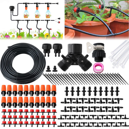 Drip Irrigation Kit, Garden Irrigation System 1/4" Blank Distribution Tubing Watering Drip Kit/DIY Saving Water Automatic Watering System for Garden, Greenhouse, Flower Bed, Patio, Lawn