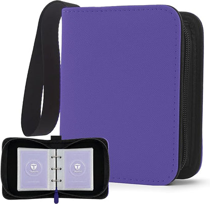 1 Pocket Card Binder with Zipper, 100 Pockets Mini Trading Card Album, Premium PU Leather Single Card Binder, Small Display Folder for TCG & Sports Cards