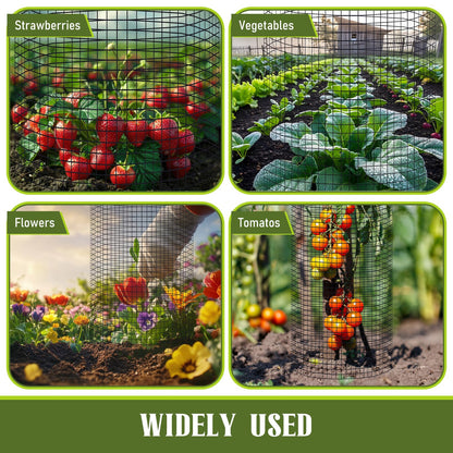Otoolling 12 Pack 24" x 12" Garden Plant Protectors from Animals with Detachable Covers Metal Plant Cage Chicken Wire Cloche with Ground Stakes and Nylon Tie for Flower Vegetable to Keep Animals Out