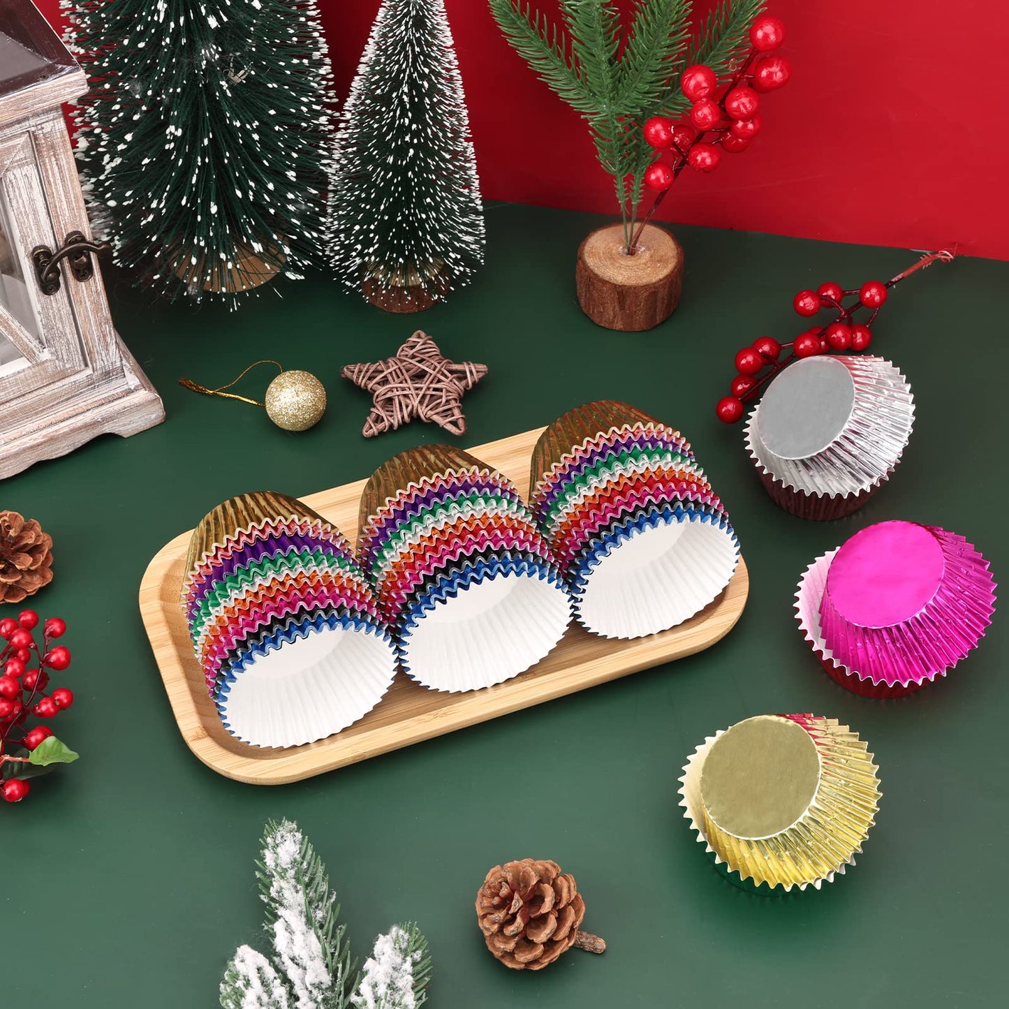 BAKHUK 500pcs Cupcake Liners for Baking, Foil Cupcake Liner, Standard Size 2 Inches 10 Colors Cupcake Liners
