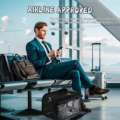 Bird Carrier Airline Approved, Bird Travel Cage with Indestructible Stainless Steel Mesh, Bird Travel Bag Lightweight and Portable with Water Bottle and Bowl