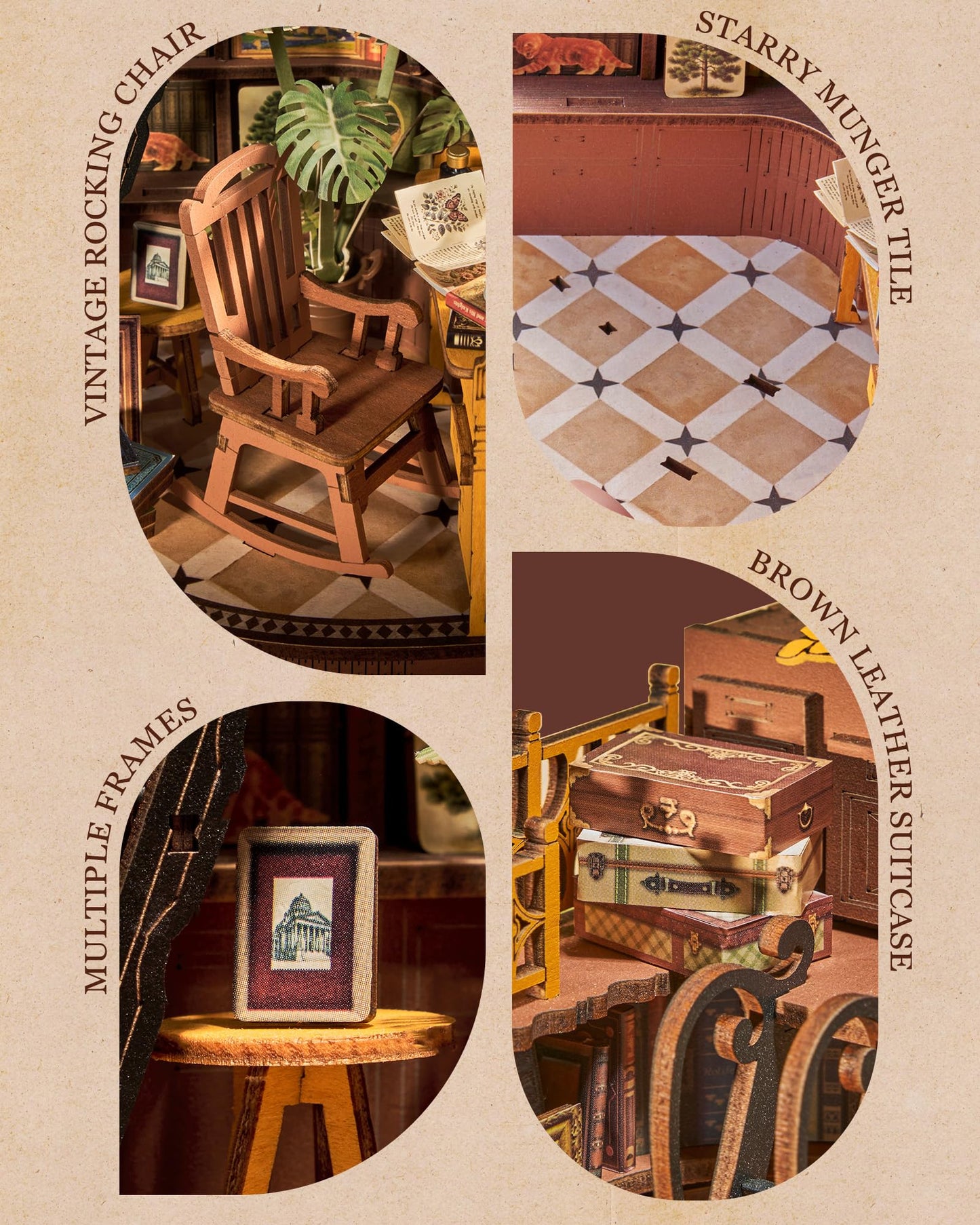 Rolife DIY Book Nook Kit Silent Corner Study, 3D Puzzles Creative British Bookend Bookshelf Decor for Adults, Tiny House Miniature Kits Model Building Kits, DIY Crafts/Gifts for Teens & Book Lovers
