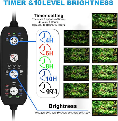 SEAOURA 24/7 Mode Led Aquarium Light for Plants Growth- Sunrise to Moonlight, 7 Colors, Adjustable Timer/Brightness, Full Spectrum Fish Tank Lights for 48 Inch to 54 Inch Tank