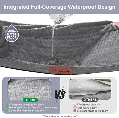 Rainmr Orthopedic Dog Bed Medium Size Dog, Memory Foam Dogs Bed for Medium Dogs, Washable Removable Cover, Nonskid Bottom, Waterproof, for Indoor, Outdoor, Crate ＆ Car Use, 35x23x6 Inches, Dark Grey