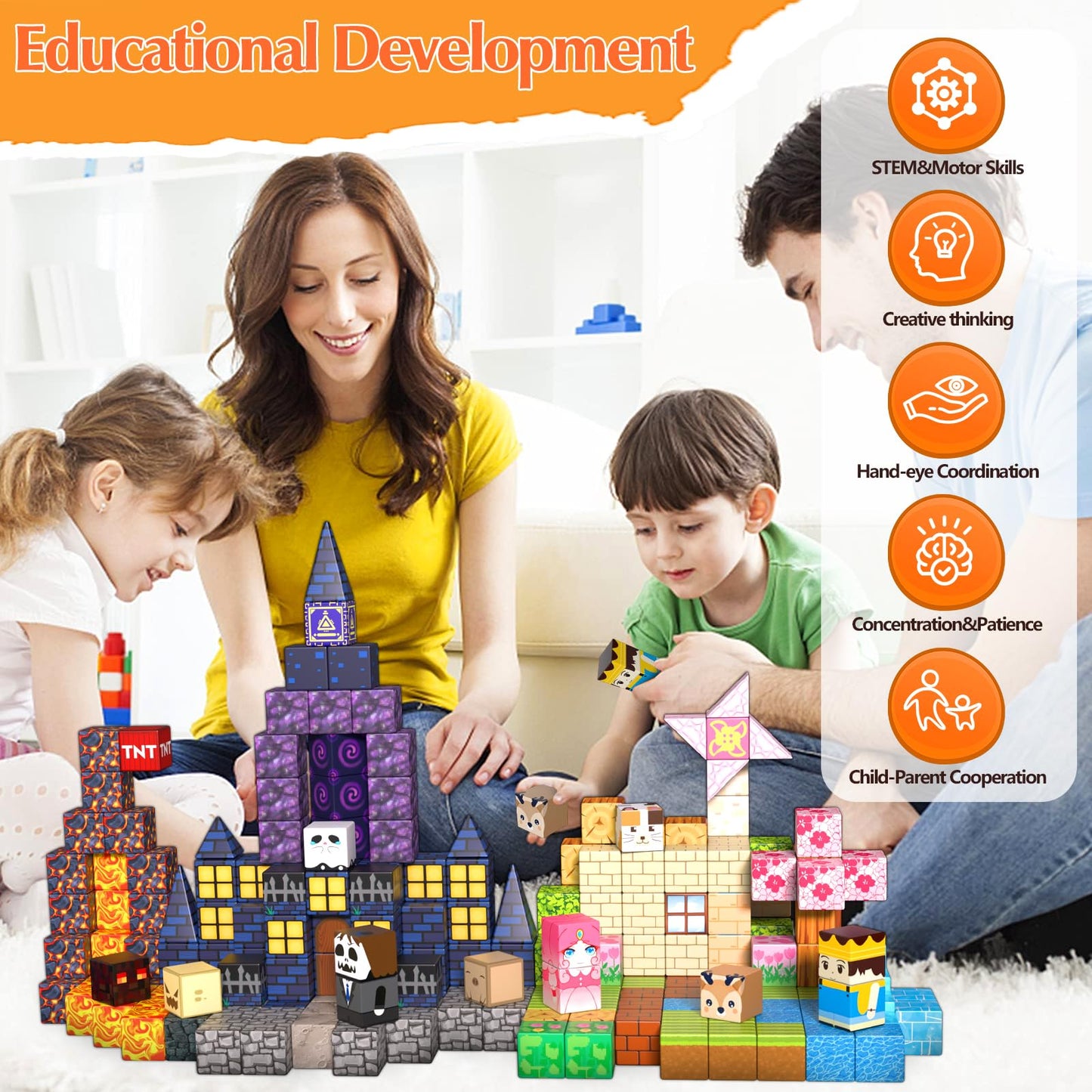 220 PCS Magnetic Blocks - Magnetic Building Blocks for Kids Ages 3 4-8 8-12, Magnetic Cubes STEM Stacking Toys Montessori Sensory Toys for Boys & Girls Christmas, Halloween, Birthday Easter Gifts