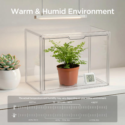 HBlife Mini Greenhouse for Indoor, Clear Stackable Green House with Magnetic Waterproof Door for Small Plants Nursery Germination and Display, Tabletop Portable Greenhouse, 14.1x8.6x10.6 Inch (1 Pack)