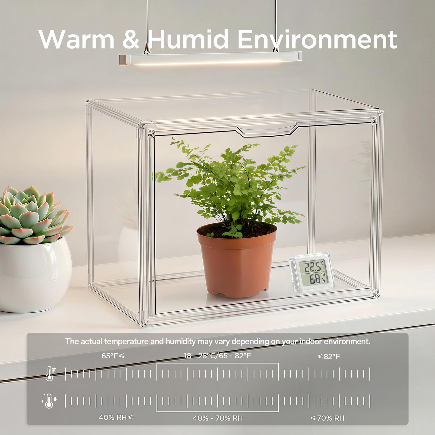 HBlife Mini Greenhouse for Indoor, Clear Stackable Green House with Magnetic Waterproof Door for Small Plants Nursery Germination and Display, Tabletop Portable Greenhouse, 14.1x8.6x10.6 Inch (3 Pack)