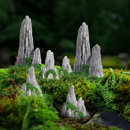 GANAZONO Mini Rockery Decoration Miniature Zen Garden Mountain Decor 8Pcs Bonsai Ornament Accessories Mini Bonsai Figurines Ornament Plant Pot Terrarium Decor