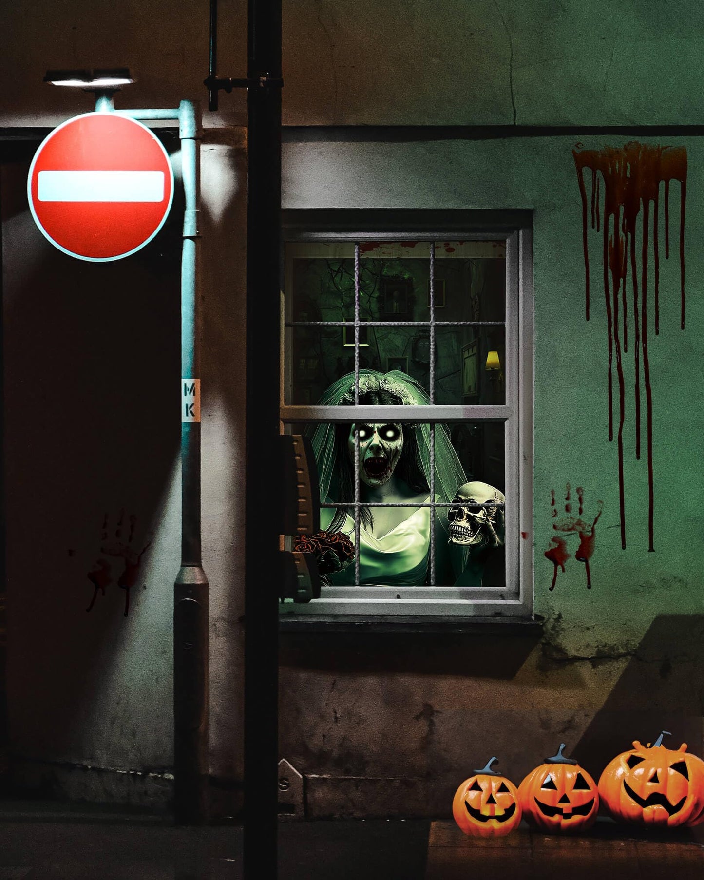 YUSPENYE 2 Pack of Halloween Newlyweds Ghost Window Door Cover, Halloween Decoration, Party Decors no Frame