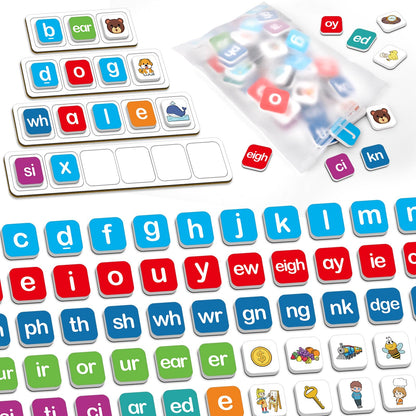 Aizweb Phonics Magnetic Letters Tiles,Hooked on Phonics Alphabet Letter Sound,Learn to Read Spelling Phonemic Awareness Speech Therapy Reading Manipulative,Preschool Pre k Classroom Materials