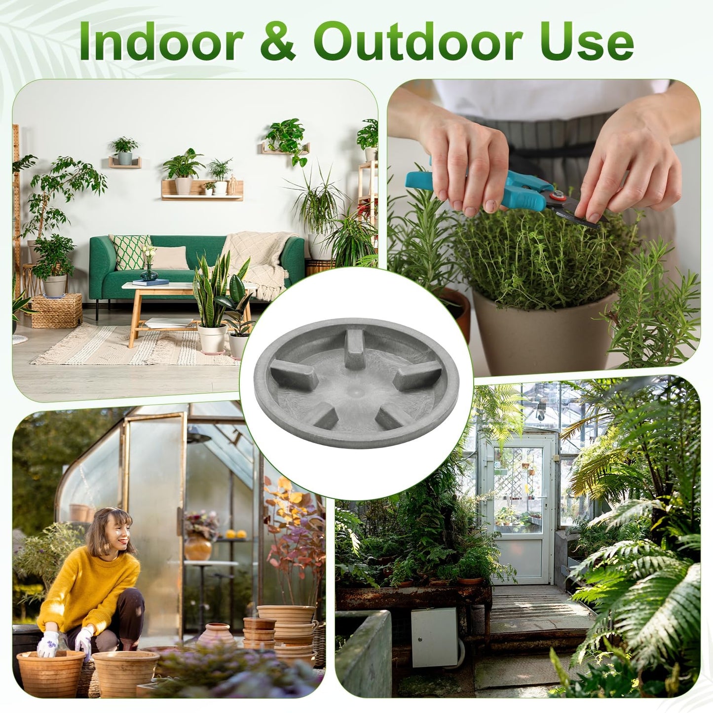 M METERXITY 2-Pack Plant Saucer, 3.74 Inch/9.5 cm Plastic Plant Trays Thicker for Pots/Indoor/Outdoor/Water Drainage and Protection, Flowerpot Drip Tray [Gray Veins]