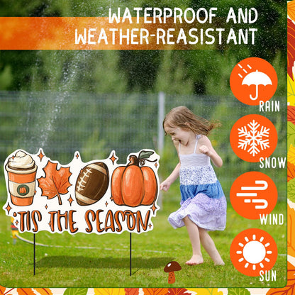 Shimeyao 24 Inch Fall Garden Stakes Outdoor Tis The Season Sign Fall Football Metal Yard Sign, Front Door Decor Signs for Thanksgiving Decorations Autumn Harvest Patio Lawn Walkway