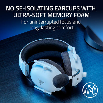 Razer BlackShark V2 Pro Wireless PlayStation Gaming Headset: 50mm Drivers - Super Wideband Mic - Noise Isolating Earcups - For PS5, Nintendo Switch 2, PC, Mac - Bluetooth, USB-C - 70hr Battery - White