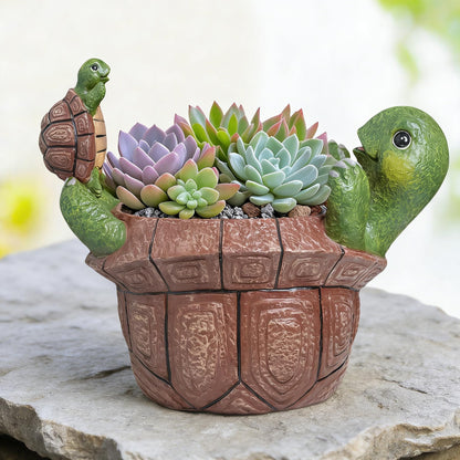 Saysmile Unique Turtle Plant Pots Indoor, Small Succulent Planters with Drainage Hole, Cute Planting Pots for Cactus, Resin Flower Pot for Outdoor Indoor Plants, Gift for Mom