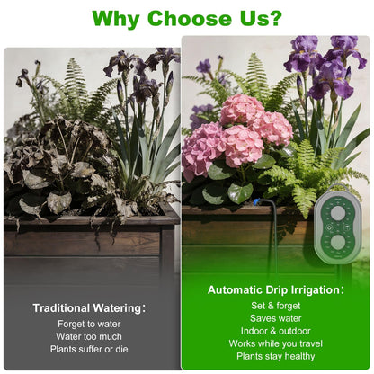 Automatic Plant Waterer Indoor Self Watering System for Pot Plant,Battery Powered Outdoor IPX5 Waterproof Auto Drip Irrigation Kit Beginner-Friendly Water 15 Plants