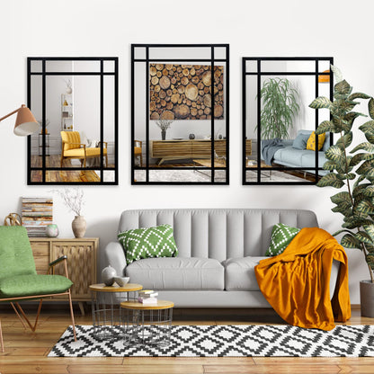 HQiJun Black Rectangle Mirror, Farmhouse Decorative Wall Mirror for Entryway, Living Room, Bedroom, Hallway, Fireplace, Accent Wall Decor (Black1, 30" x 20")