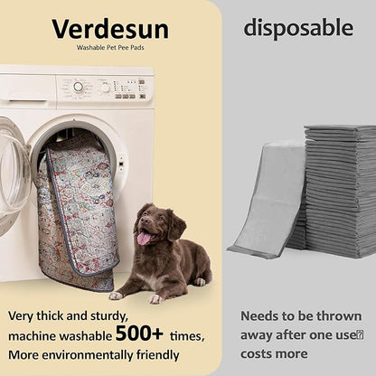 Washable Pee Pads for Dogs, Reusable Puppy Potty Training Pads, Ultra-Absorbent Thick Waterproof Leak-Proof Non-Slip Pads & Mat for Crate, Playpen, Floor, Whelping & Housebreaking , 2 Pack 36"x36"