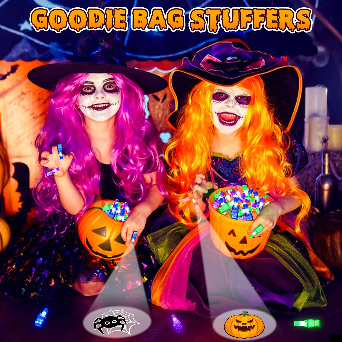 40 Light Up Halloween Toys, Finger Lights Halloween Party Favors Bulk for Kids Ha lloween Goodie Bag Fillers Basket Stuffers Hallow een Treats Non Candy Party Favor Bag Classroom Prizes Party Supplies
