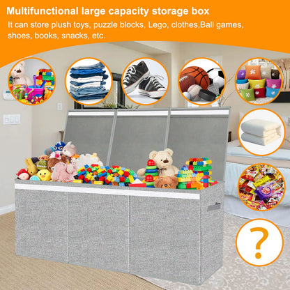 Pantryily Extra Large Toy Box for Girls Boys - Collapsible Kids Toy Chest Boxes Organizers and Storage for Livingroom,Playroom,Closet 35.8"x12.6"x16"(Grey)