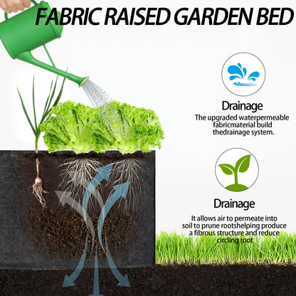 FVOTNW 3-Pack 1 Grids Fabric 7 Gallon Grow Bags, 1x1x1ft Thickened 400G Nonwoven Fabric Raised Garden Beds with Handles - Indoor Outdoor Planters for Vegetables, Herbs, Flowers