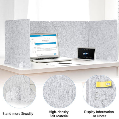 AMUSIGHT 4 Pack Acoustic Desk Dividers - 24" x 20" Freestanding Privacy Panels Set with Noise - Reducing Design Cubicle Sound Proof, Ideal for Office, Classroom, and Home (Silver Gray)
