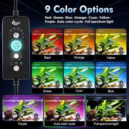 AQQA LED Aquarium Light 30W for 18-24 Inch Fish Tank, 24/7 Mode&DIY Mode Full Spectrum Fish Tank Light, IP68 Waterproof High Lumen Aquarium Plant Light, Adjustable Brightness/Timer, Memory Function