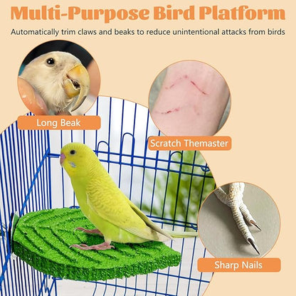 3 Pcs Parrot Perch Resin Bird Beak Grinding Stone Leaf Shape Perch Stand Foot Clawing Trimmer Bird Cage Accessories for Cockatiels Conures Budgies Lovebirds (Green)