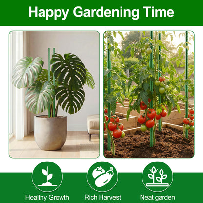 WAENLIR Garden Stakes16 Inch 72 Pack, Tomato cage DIY 4ft 5ft 6ft 7ft 8ft Plant Support Stakes with Connectors and Clips, Plastic Coated Metal Sticks for Tomato Indoor Outdoor