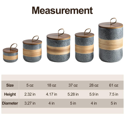Miamolo Spice Jars with Airtight Lid, Coffee Container Canister Kitchen Food Storage Jars for Spice Sugar Tea Bag, Stackable Decorative Jars for Countertop, Grey & 37 fl.oz