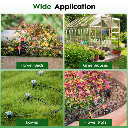 200FT Quick-Connect Drip Irrigation System, Automatic Irrigation Kit with 2/5" & 1/4" Tubing and Adjustable Drip Emitters, Garden Watering System for Lawn, Flower Bed, Greenhouse