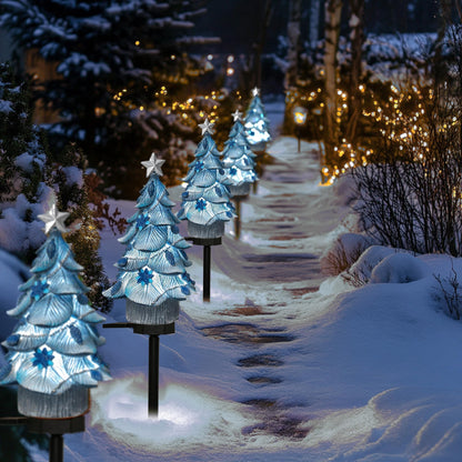 Dazzle Bright Solar Powered Fairy Garden Lights, Resin Xmas Tree Pathway Stakes, Blue, 2 Pack