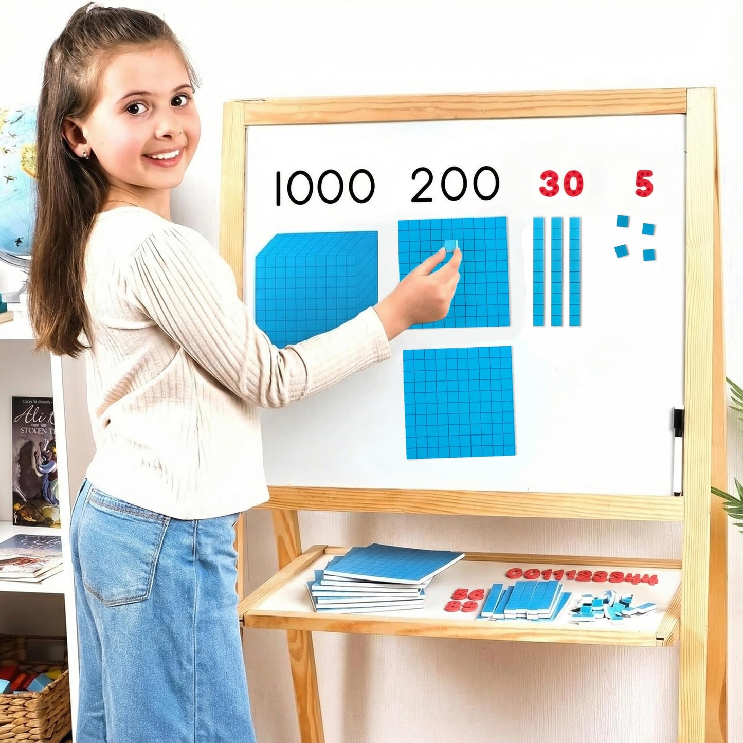 153 PCS Jumbo Magnetic Base Ten Blocks - Place Value Blocks - Math Manipulatives K-3 for Elementary Classroom, Number Blocks, Math Counters for Kids, Counting Cubes, Base 10 for 1st 2nd 3rd Grade