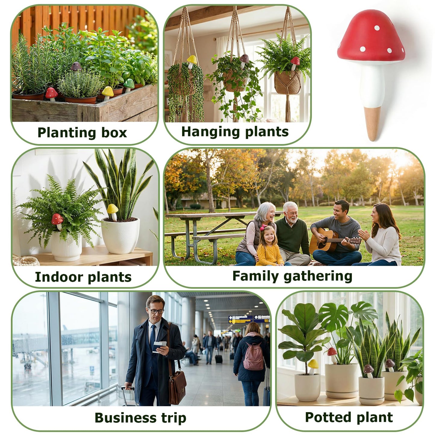 Prashent Plant Watering Globes, 8 Pack Self-Watering Terracotta Spikes - Mushroom Shape Irrigation Devices for Indoor & Outdoor Plants, Slow Release Watering System