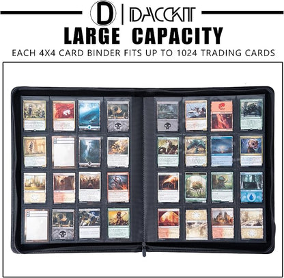 D DACCKIT Card Binder 16 Pocket - Fits 1024 Cards，4X4 Ringless Card Album with Sleeves for Trading Cards & Sports Cards（Model A，Classic Turquoise）