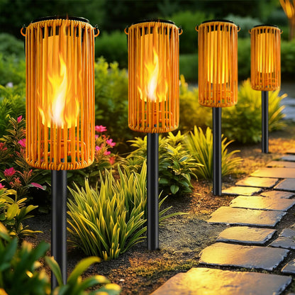 Amugmilk Solar Pathway Lights Outdoor Hanging Garden Decorations,Solar Lanterns Waterproof Flickering Flame Gifts for Women Mom Grandma,Decorative Lantern Stakes Outside for Lawn Yard Porch Tree