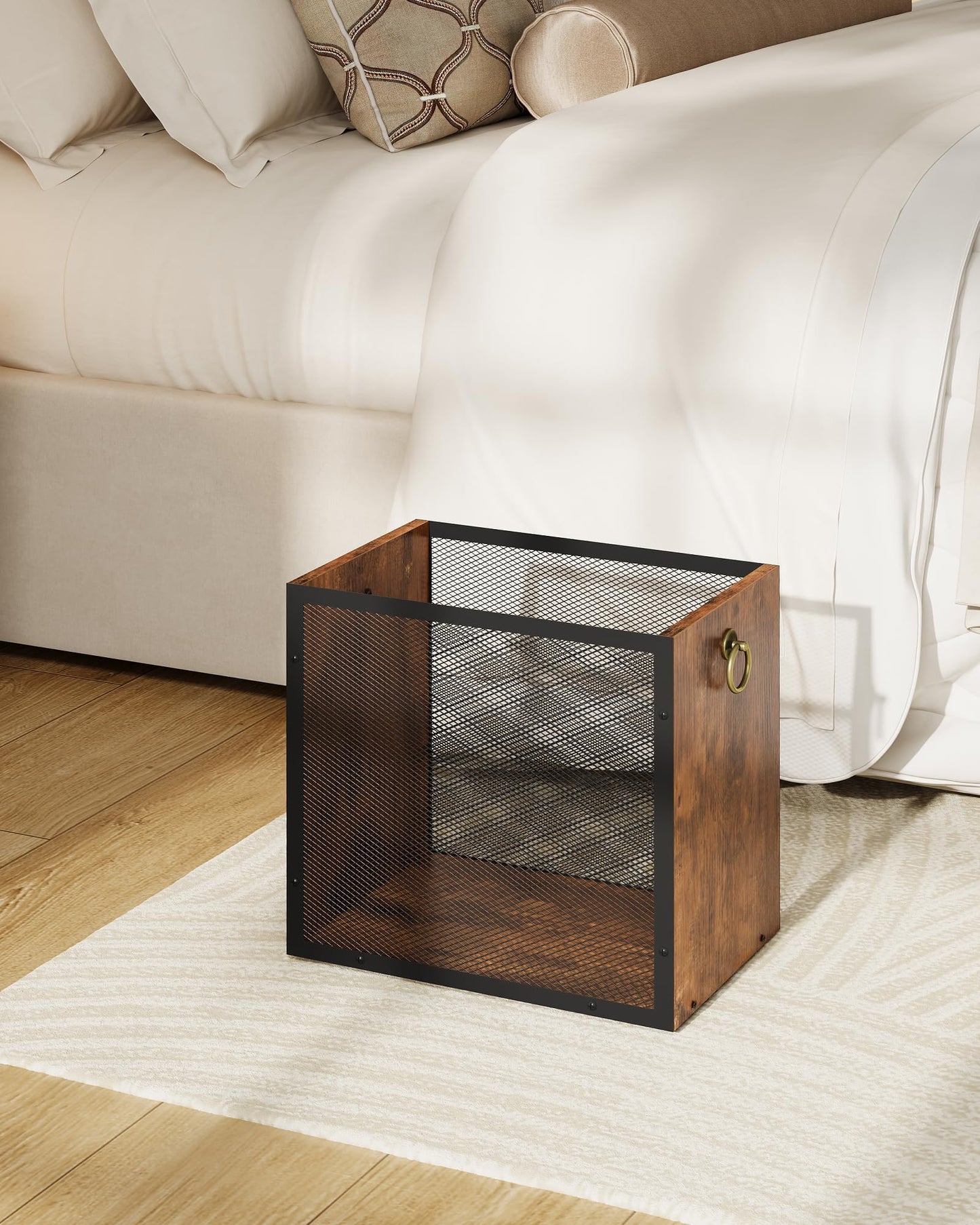CHOEZON Waste Basket, 4.5 Gallon Rectangular Garbage Container, Trash Can, Trash Bin, for Bedroom, Office, Bathroom, Kitchen, Waste Rustic Brown and Black TCW33BF