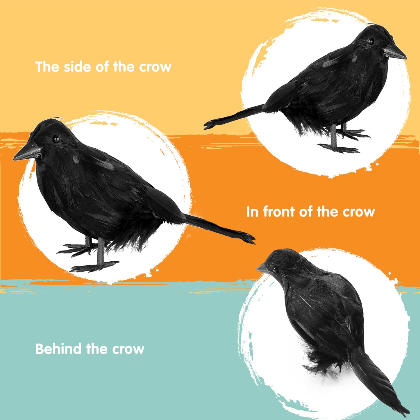 JOYIN Halloween Crow Raven 3Pcs Feather Bird, Black Prop Fake Birds Crows, Halloween Decorations for Haunted House Graveyard Cemetery Yard Table Party Favors